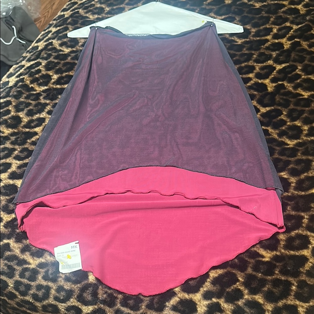 Red and Pink Knee-length Pencil Skirt for Casual Night Out